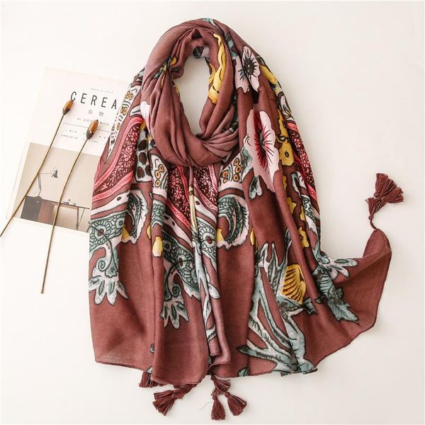 

scarves designer brand women scarf autumn winter print cotton pashmina lady shawls flower pattern beach hijabs foulard bandana, Blue;gray