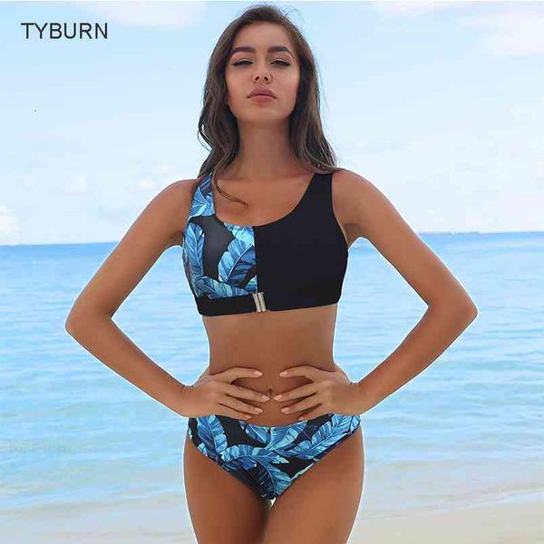 

bikinis swimwear up new set 2021 women swimsuit push bathing suit halter biquini leaf print beach wear, White;black