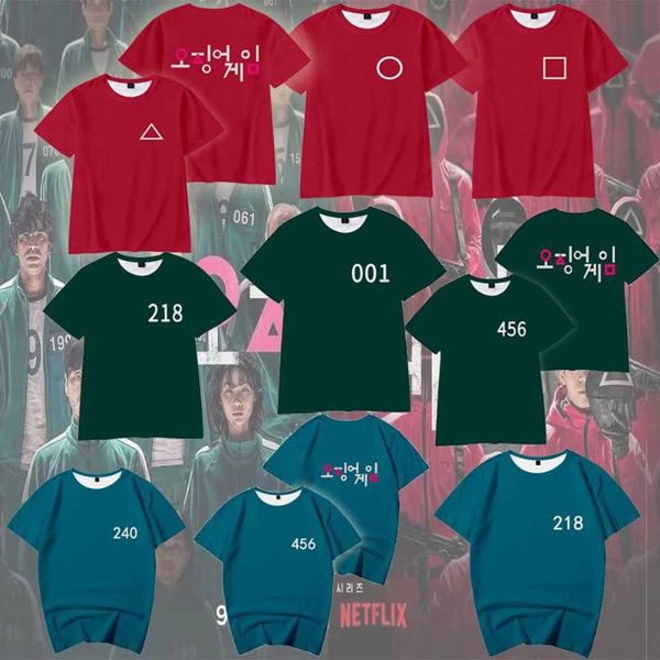 

men's t-shirts men women loose t shirt tee short sleeve fashion squid game 3d t-shirt hip hop clothes, White;black