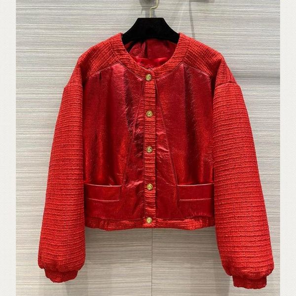 

women's jackets autumn designer sheepskin leather patchwork tweed b622, Black;brown