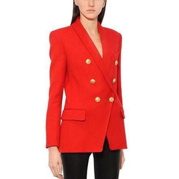 

women's suits & blazers 3 colors fashion 2021 designer jacket women double breasted blazer metal lion buttons long, White;black