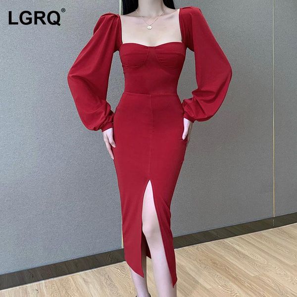 

casual dresses [lgrq] women white backless breast wrap dress square neck long sleeve loose fit fashion tide spring summer 2021 19d292, Black;gray