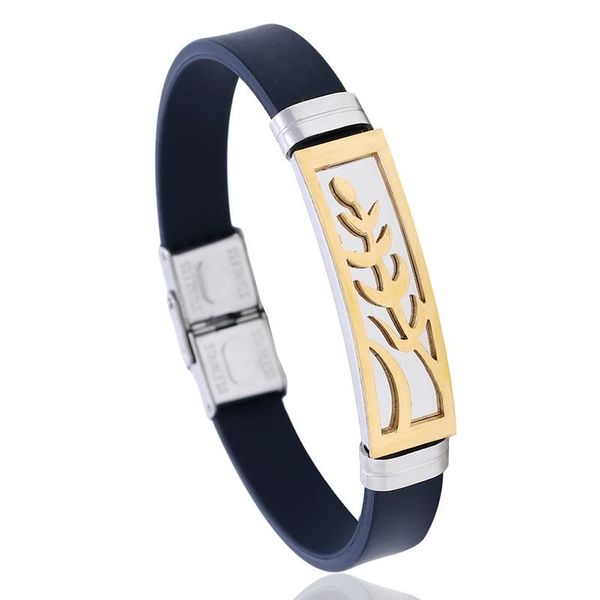 

cuff wholesale price stainless steel jewelry gold and silver mix color plated stocks selling men's fashion silicone bracelet, White