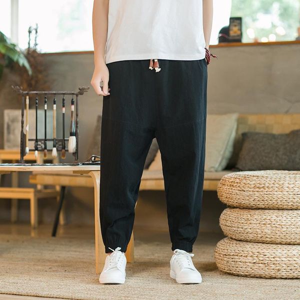 

men's pants 2021 casual trousers men solid elastic waist streetwear joggers, Black