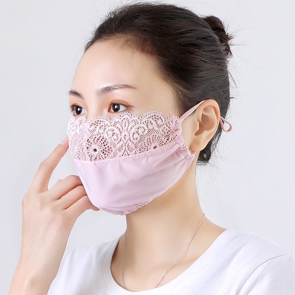 

women's mask thin spring and summer sunscreen dust net red fashion korean version tide godds lace mask washable