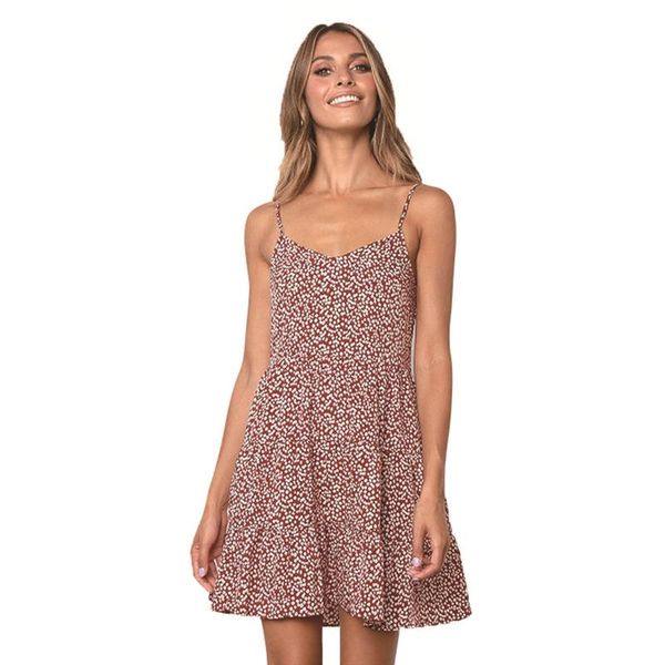 

casual dresses summer women sleeveless sling dress floral print beach female bohemia retrocasual, Black;gray