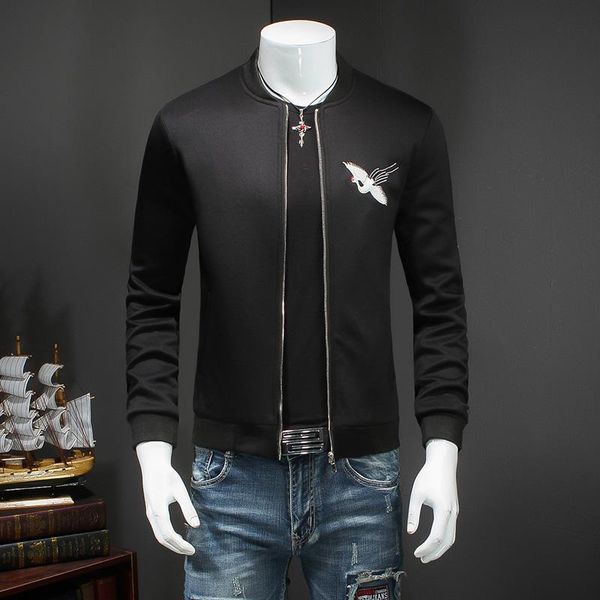 

men's jackets nice spring bomber jacket brand fashion china style embroidery men casual slim fit long sleeve windbreaker coat male, Black;brown