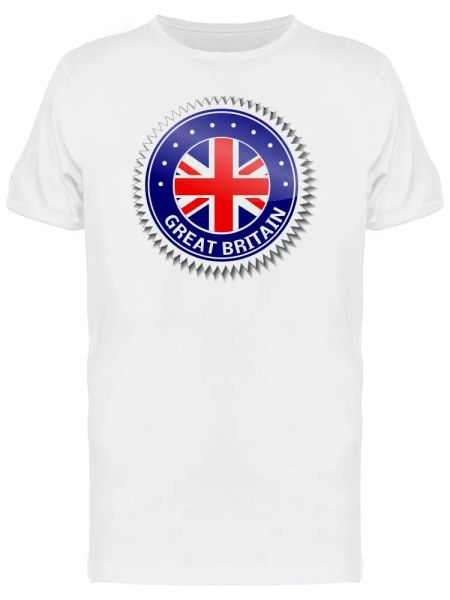 

great britain flag sticker men's tee -image by shutterstock, White;black