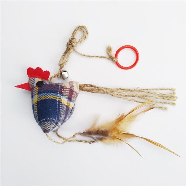 

cat toys pet toy creative training plaid chicken teaser feather