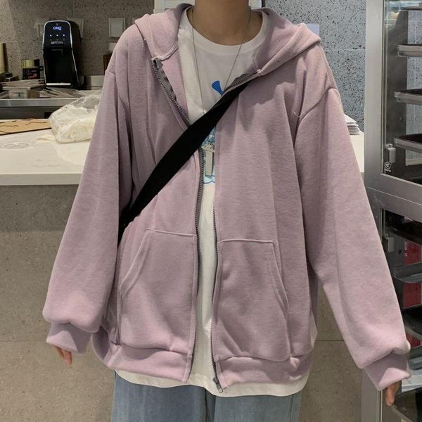 

women's hoodies & sweatshirts vintage women clothes coat loose long sleeve hooded female streetwear harajuku zipper jacket outerwear q4, Black