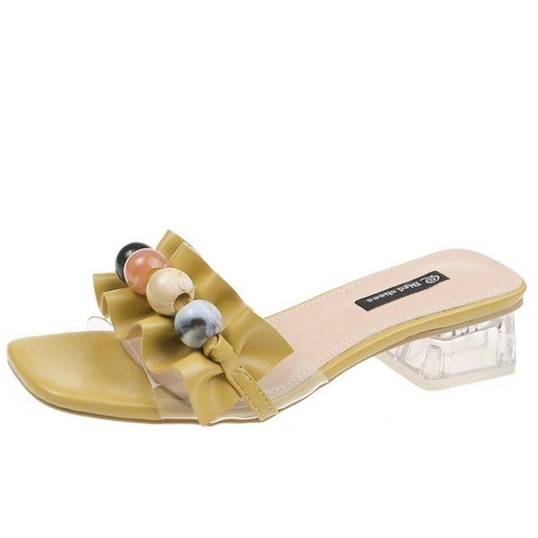 

slippers clear heels square heel women sandals summer shoes high pumps wedding jelly d096, Black