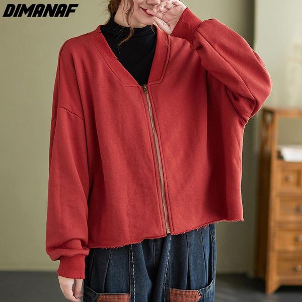 

women's jackets dimanaf women clothing oversize bomber jacket coat loose casual autumn winter cotton lady outerwear zipper cardigan red, Black;brown
