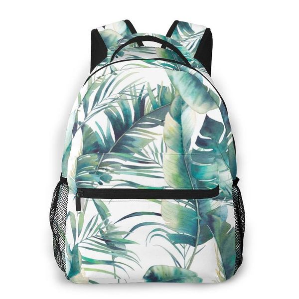 

backpack mountaineering summer palm tree and banana leaves shoulder bags backpacks