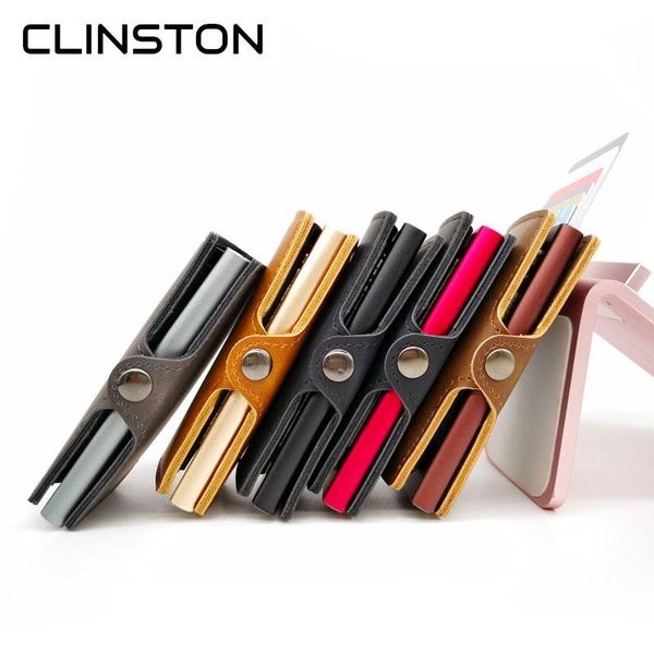 

card holders 2021 blocking vintage automatic leather credit simple holder men's aluminum alloy business id cardholder slim wallet purse, Brown;gray