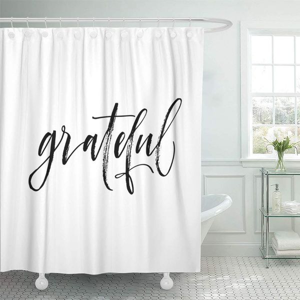 

shower curtain,gratitude grateful lettering for thanksgiving day ink modern brush quote,waterproof bath curtains polyester