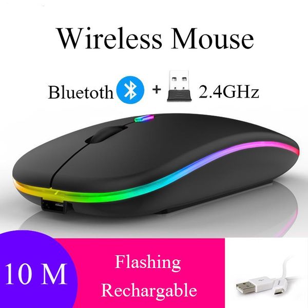 

1600dpi bluetooth wireless mouse computer for lapnotebook mice backlight colorful glowing office rechargeable