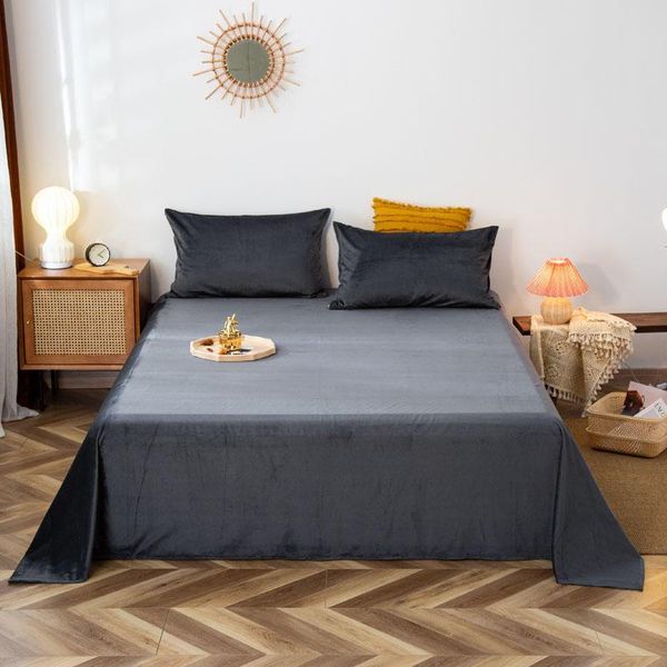 

sheets & sets bonenjoy 1 pc dark gray flannel bed sheet queen king size bedclothes solid color plain dyed minimalist style double flat