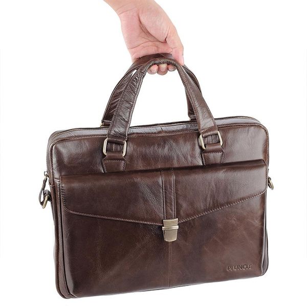 

briefcases piuncle brand genuine leather men's business briefcase bag for work men shoulder casual crossbody office