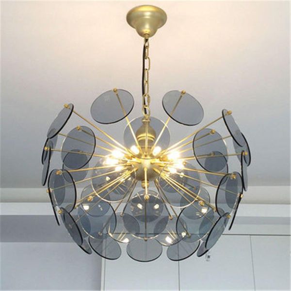 

pendant lamps postmodern minimalist light luxury glass chandelier creative design clubhouse restaurant lighting led bulbs chain iron
