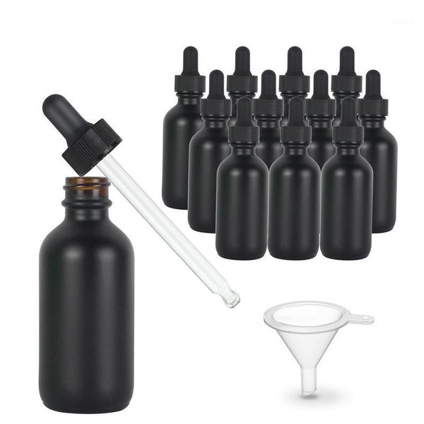 

storage bottles & jars 12pcs black coated dropper bottle essential oil glass liquid 60ml drop for massage pipette refillable