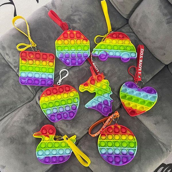 

camouflage dimple pop toy keychain sensory child fidget toys pressure bubble keyring push board finger pendant