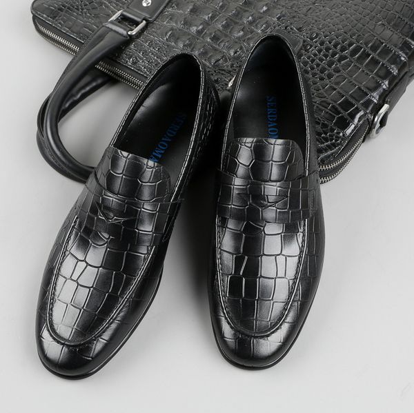 

casual leather sho men's busins pointed overot drs sandals fashion, Black