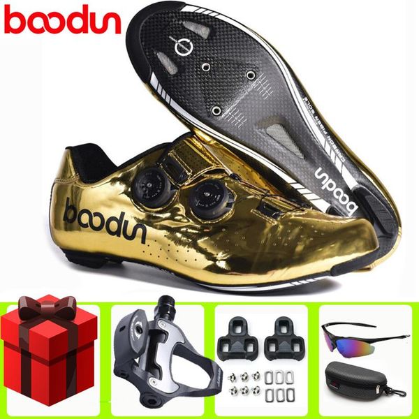 

cycling footwear 2021boodun road shoes carbon fiber ultralight self-locking bike gold breathable bicycle racing athletic sneakers, Black