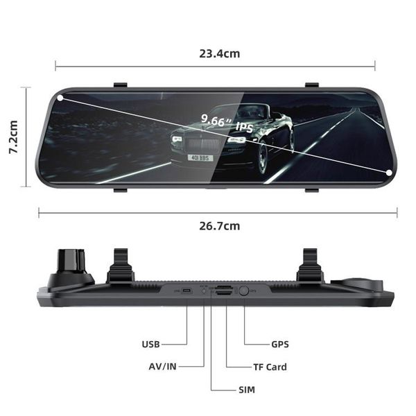 

camcorders 9.66 inch car driving recorder wifi hd touch screen 1080p 4g mirror video