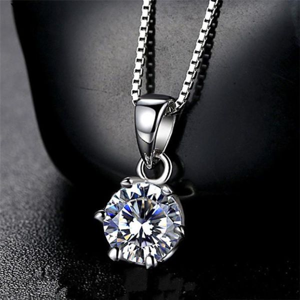 

chains european and american personality noble temperament six claw pendant white copper plated necklace, Silver
