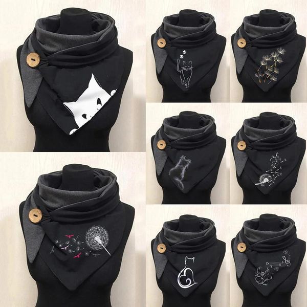 

scarves winter dandelion print women paisley foulard femme fashion soild button soft wrap casual warm cachecol, Blue;gray