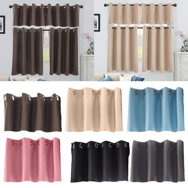 

solid blackout short valance curtains kitchen window tier treatment decor 6 colors and 2 sizes available curtain & drapes