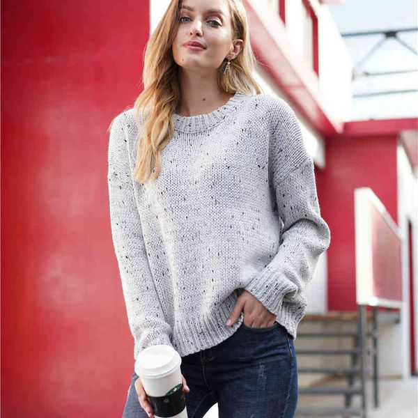 

vintage loose warm pullover sweater for women autumn winter o-neck full sleeve solid knitted jumpers 210427, White;black