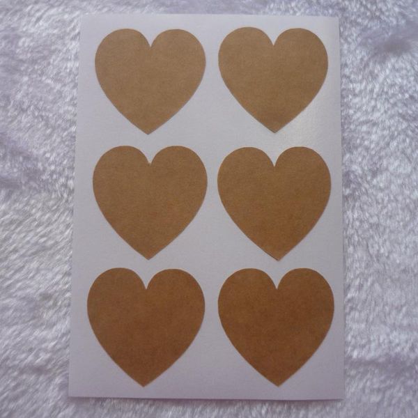 

3.8cm/1.5inch - natural brown kraft heart stickers envelope seals gift wrap