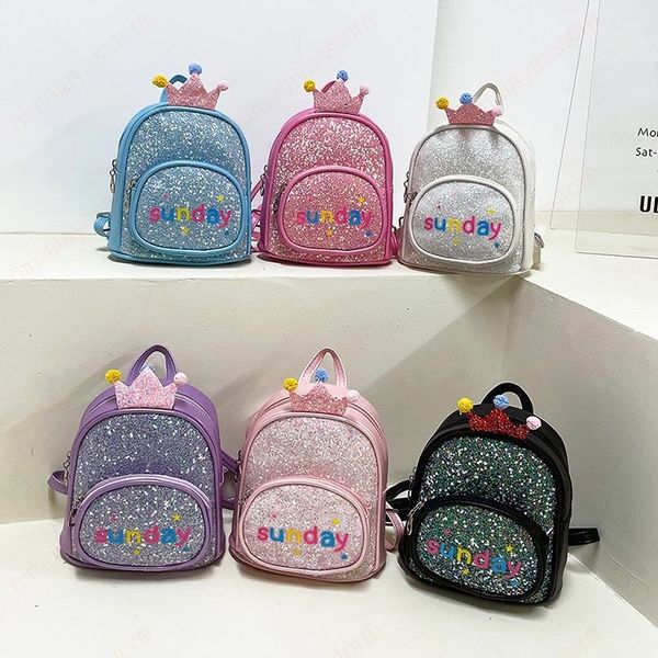 Kinder-Mini-Rucksack, Geldbörse, niedliche glänzende Pailletten-Schultaschen für Babys, Kronen-Rucksäcke, Kindertasche