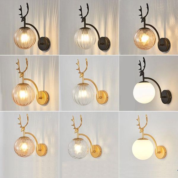 

antler glass wall lamp living room bedside stair aisle decor led light