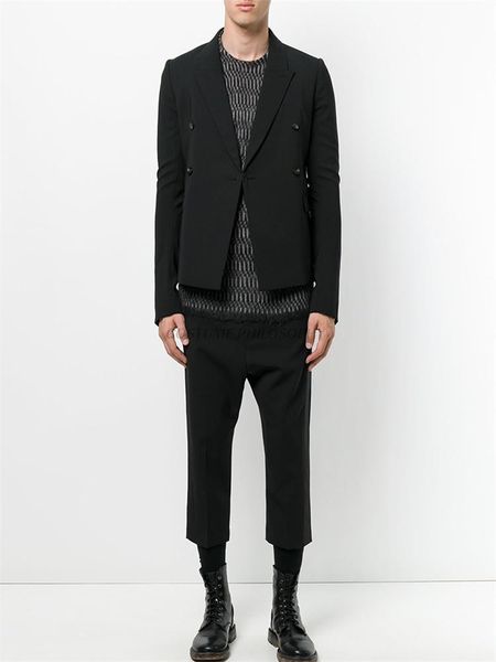 

men's suits & blazers spring lapel solid color fashion personality large size double breasted design slim short jacket, White;black