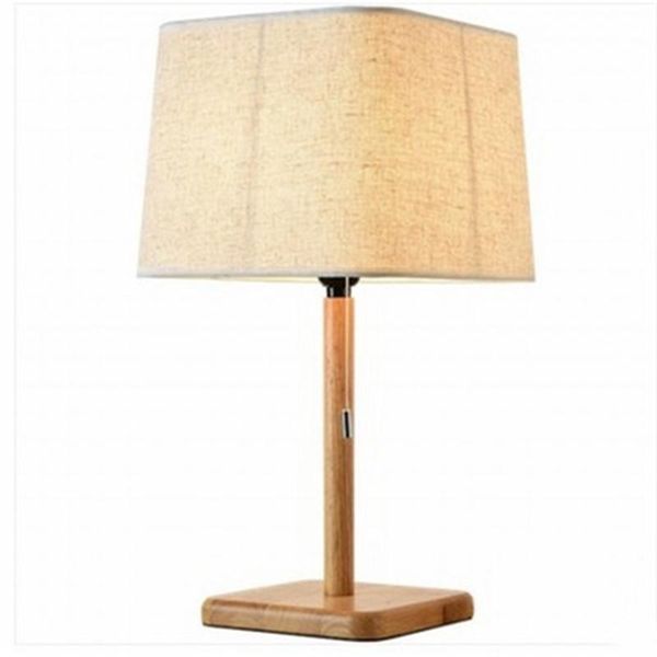 

table lamps modern simple wooden bedroom bedside light decoration nordic solid wood art study led fabric gift lamp