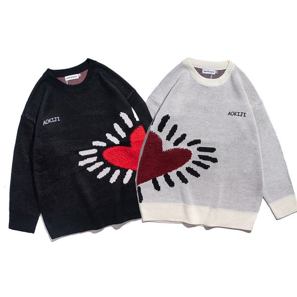

men's sweaters and women's sweaters, harajuku street clothes, large lovers' leisure fashion, lovely heart sweaters, White;black