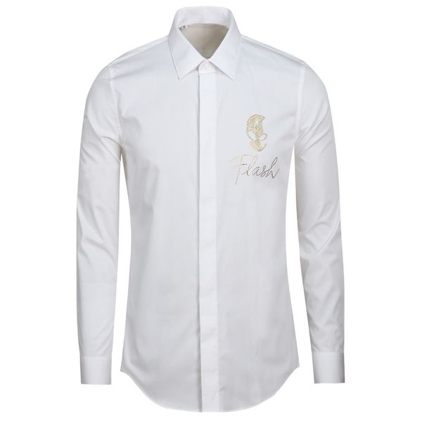 

New style men's long sleeve shirt in autumn and winter, White