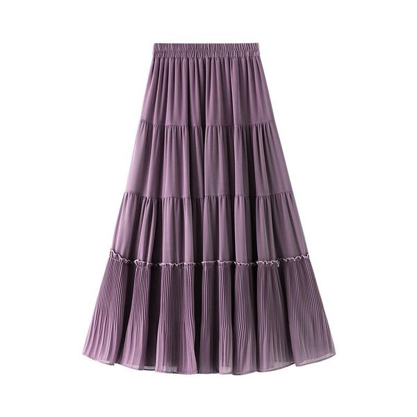 

skirts 2021 spring summer mid-calf solid woman a-line black white pulple streetwear school skirt harajuku female sweet
