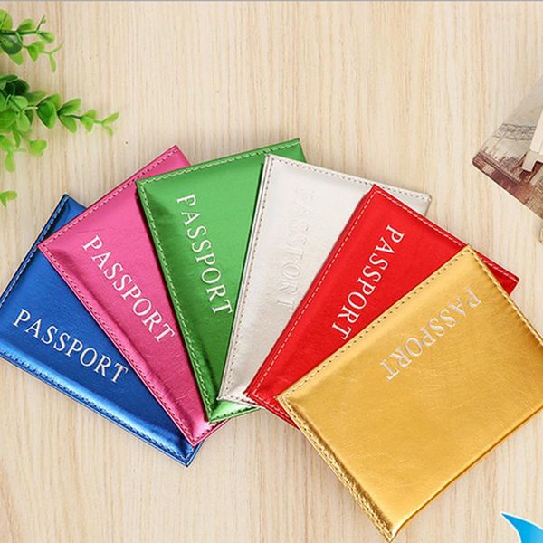 

card holders travel accessories shiny passport holder covers men women pu leather id business bag fashion organizer credit wallet case, Brown;gray
