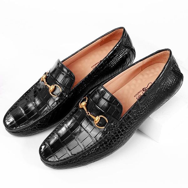 

crocodile leather with bean shoes casual business men's versatile 2021 spot direct sale dress, Black