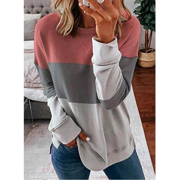 

women's hoodies & sweatshirts sweatshirt for women o-neck cotton long sleeve ladies patchwork poleron mujer, Black