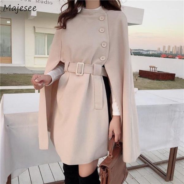 

women's wool & blends women stylish solid elegant bat sleeved all-match minimalist design college harajuku soft ladies clothing retro, Black