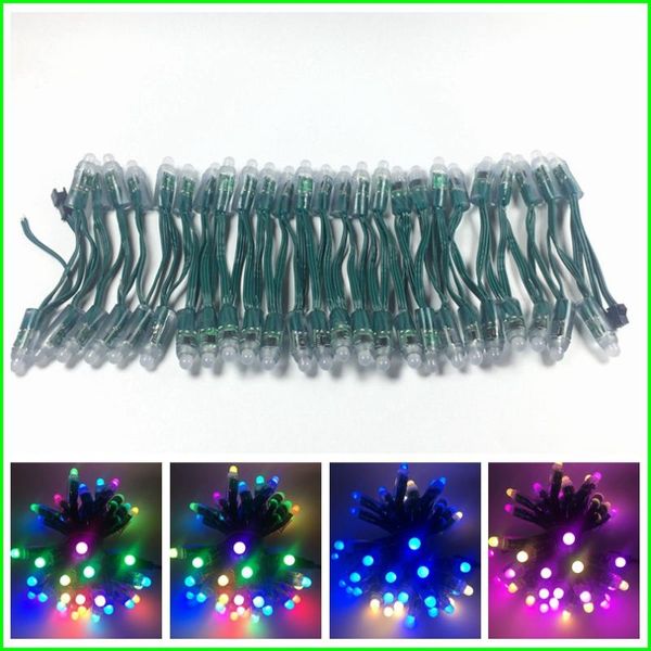 

1000pcs wholesale full color dc5v/dc12v 12mm ws2811 ic rgb led module string green wire waterproof ip68 digital pixel light modules