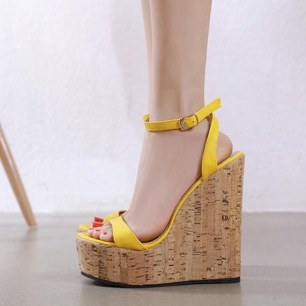 

sandals european and american early spring fashion fruit color wedges high-heel foreign trade plus size women's, Black