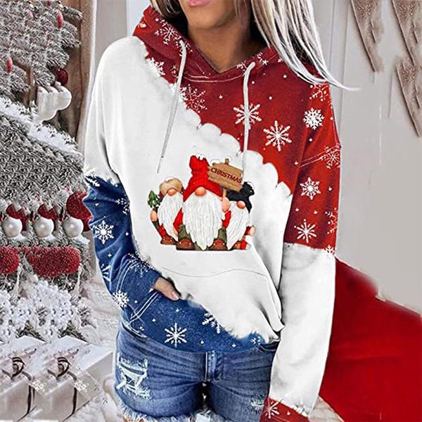 

women's hoodies & sweatshirts oversized fashion women christmas printed party long sleeve hooded sweatshirt autumn winter streetwear, Black