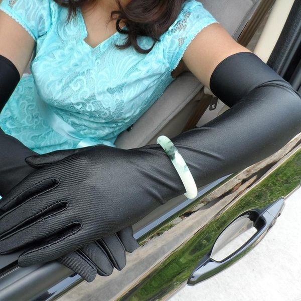 

five fingers gloves sale elbow sun long block overlength opera etiquette 1pair party classic dancing women glove, Blue;gray