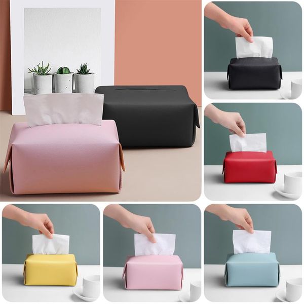 

tissue boxes holder collapsible dispenser box faux leather storage for car home office decoration & napkins