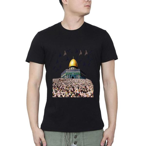 

men's t-shirts al aqsa mosque t-shirt streetwear o neck casual summer, White;black